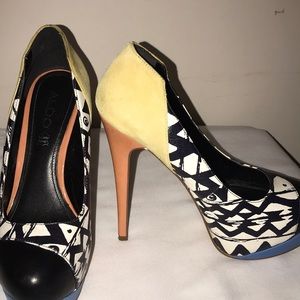 Black, White & Blue Aldo Heels